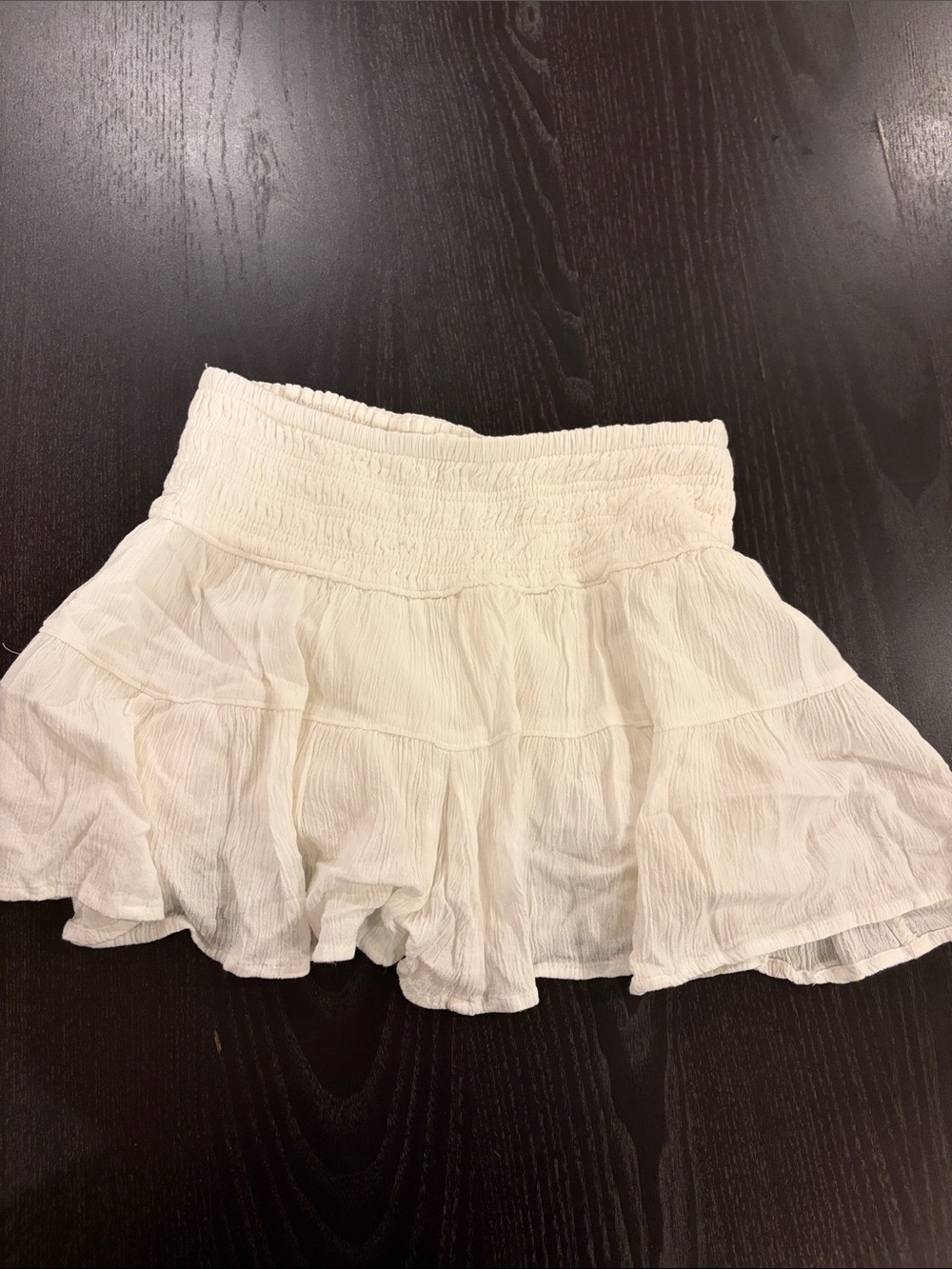 White Tiered Crinkled Mini Skirt